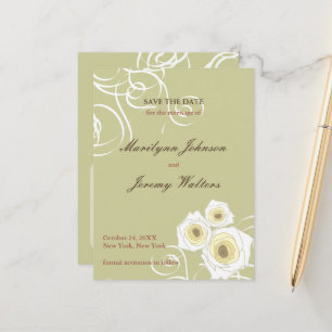 Postal De Anuncios Rosas de crema remolinos románticos boda guardar l