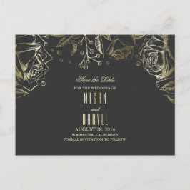 Postal De Anuncios rosas de oro del aliento del bebé ahorran la fecha