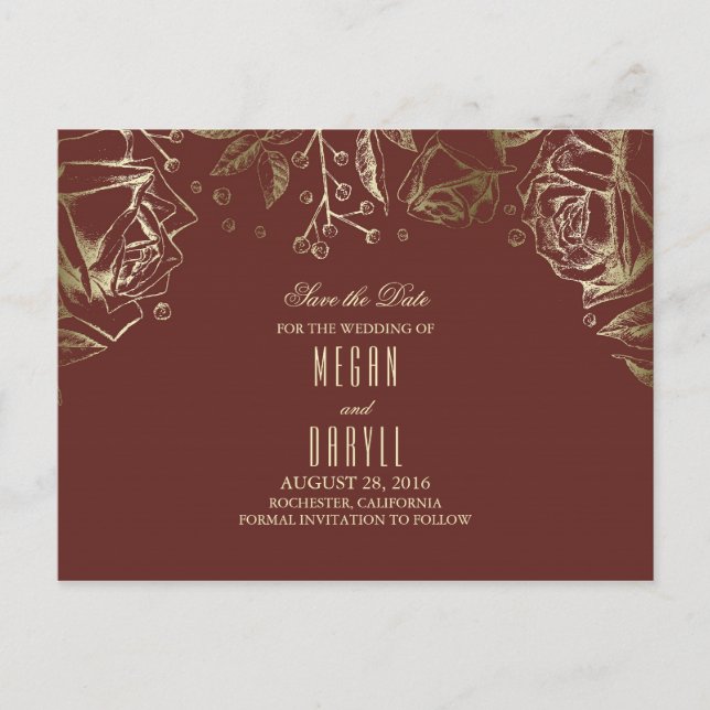 Postal De Anuncios rosas de oro del aliento del bebé marsala salva la (Anverso)