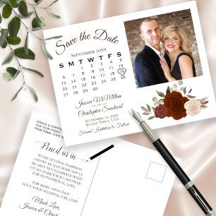 Postal De Anuncios Rosas del Naranja oxidado Foto y calendario Guarda