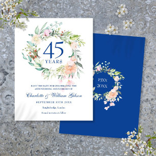 Postal De Anuncios Rosas Guirnalda 45º 65º Aniversario Guardar la Fec