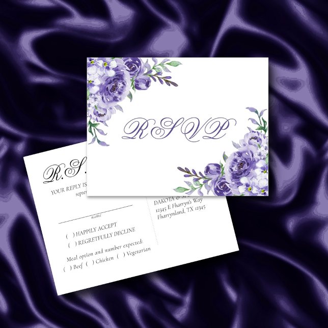 Postal De Anuncios Rosas morados | Elegante Elección de Comida acuáti (Subido por el creador)