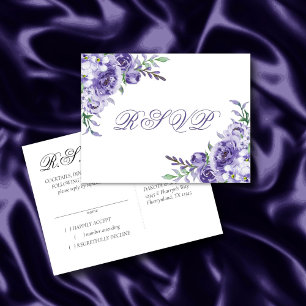 Postal De Anuncios Rosas morados   Respuesta floral de color de agua
