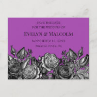 Rosas negros Purple Save the Date STD