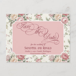 Postal De Anuncios Rosas Pastel Elegantes Boda Shabby Chic