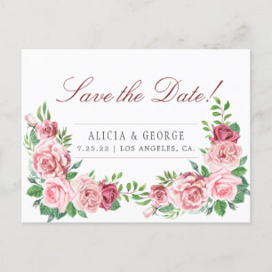 Postal De Anuncios Rosas Peonía Rosadas Rojas Boda Chic
