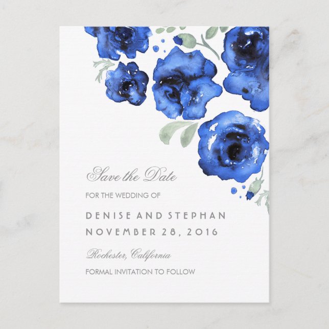 Postal De Anuncios Rosas pintadas con acuarela Romántico guardar la f (Anverso)