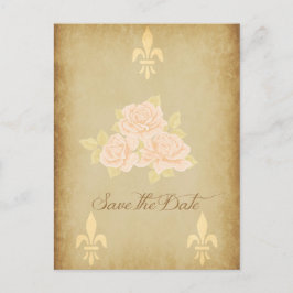 Postal De Anuncios Rosas románticas vintage rosadas con fleurdelis do