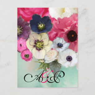 POSTAL DE ANUNCIOS ROSAS ROSAS ROSAS ROSAS, ANEMONE FLORES MONOGRAMA