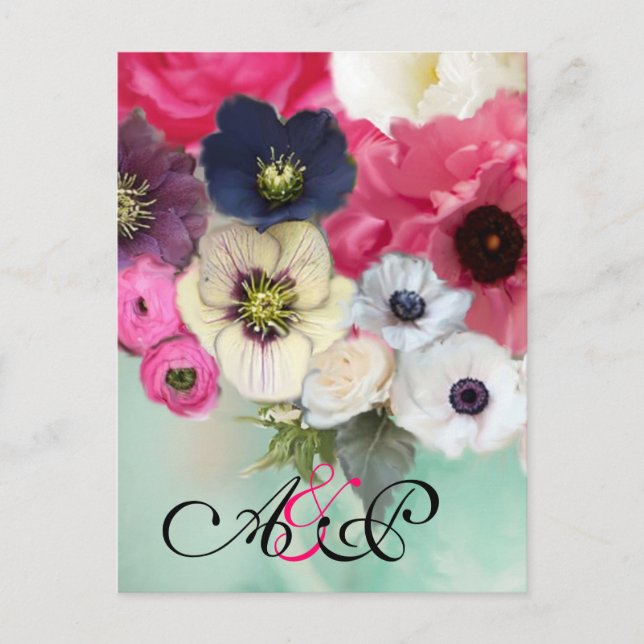 POSTAL DE ANUNCIOS ROSAS ROSAS ROSAS ROSAS, ANEMONE FLORES MONOGRAMA  (Anverso)
