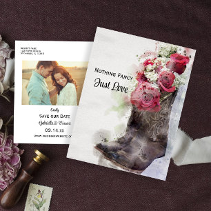 Postal De Anuncios Rosas rústicos boots contra la acuarela salvan la 