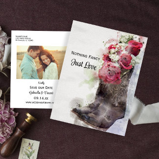 Postal De Anuncios Rosas rústicos boots contra la acuarela salvan la