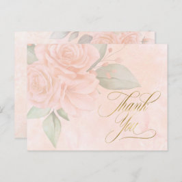 Postal De Anuncios Rosas Suaves de Rubor Boda Agradecimiento ID828