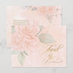 Postal De Anuncios Rosas Suaves de Rubor Boda Agradecimiento ID828