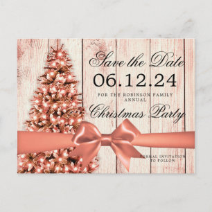Postal De Anuncios Rose Gold Navidad Festa de Guardar Fecha Árbol y