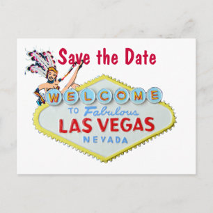 Postal De Anuncios Rótulo Boda de Las Vegas con Showgirl