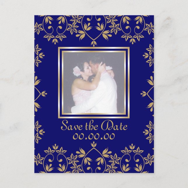 Postal De Anuncios Royal Damask Save The Date Photo Postcards. (Anverso)