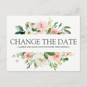 Postal De Anuncios Rubor moderno   BODA rosado CAMBIAR LA FECHA