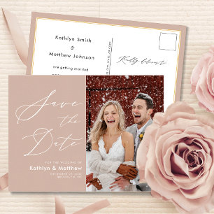 Postal De Anuncios Rubor Pink Elegant Script Wedding Save The Date