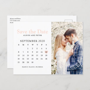 Postal De Anuncios Rubor Pink Wedding Save the Date Calendar Photo