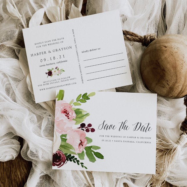 Postal De Anuncios Rubor Romance Guardar la Fecha (Subido por el creador)