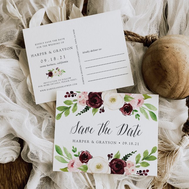 Postal De Anuncios Rubor Romance Save the Date (Subido por el creador)