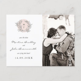 Postal De Anuncios Rubor Rustic Monogram Wreath Save the Date