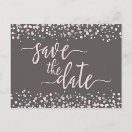 Postal De Anuncios Rubor Watercolor Confetti Wedding Save the Date