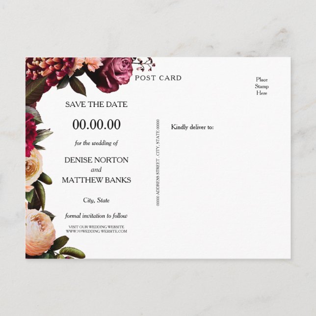 Postal De Anuncios Rubor y Burdeos (Reverso)