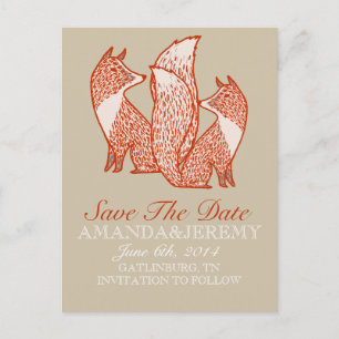 Postal De Anuncios Rust Red and Ivory Foxes Salvan la fecha