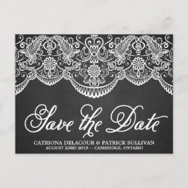 Postal De Anuncios Rustic Brocade Lace Save the Date Postcard