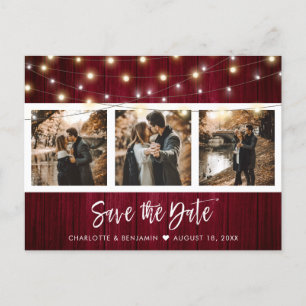 Postal De Anuncios Rustic Burgundy Fall Wedding Photo Save the Date