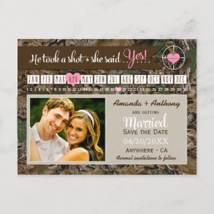 Postal De Anuncios Rustic Camo Calendar Photo Save The Date Card
