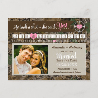 Postal De Anuncios Rustic Camo Calendar Photo Save the Date Cards