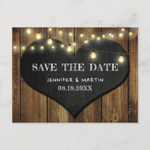 Postal De Anuncios Rustic Country Chalkboard Heart Save The Date