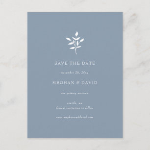 Postal De Anuncios Rustic Dusty Blue Simple Botanical Save The Date