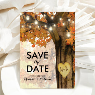 Postal De Anuncios Rustic Fall Otumn Tree Light Save the Date