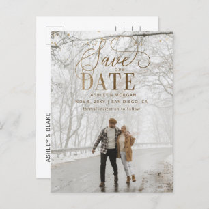 Postal De Anuncios Rustic Gold Modern Minimalista Photo Save the Date