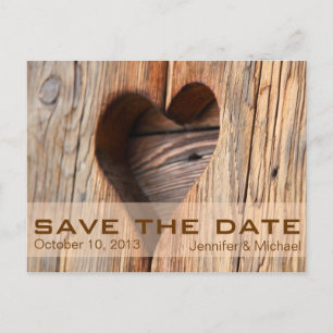 Postal De Anuncios Rustic Heart Vintage salva la fecha