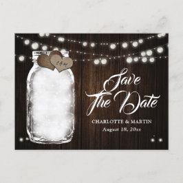 Postal De Anuncios Rustic Mason Jar Enciende La Boda De Madera Salven
