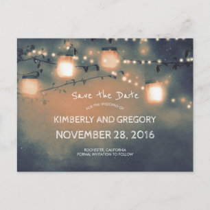 Postal De Anuncios Rustic Mason Jar String Lights Save the Date