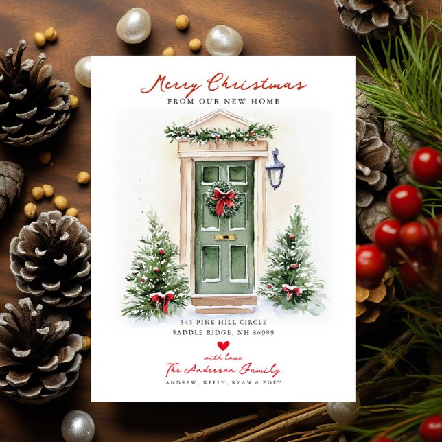 Postal De Anuncios Rustic Merry Christmas New Home Card (Subido por el creador)