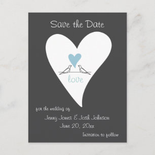 Postal De Anuncios Rustic Modern Blue Heart Wedding Salva La Fecha