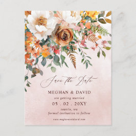 Postal De Anuncios Rustic Orange Floral Fall Save the Date