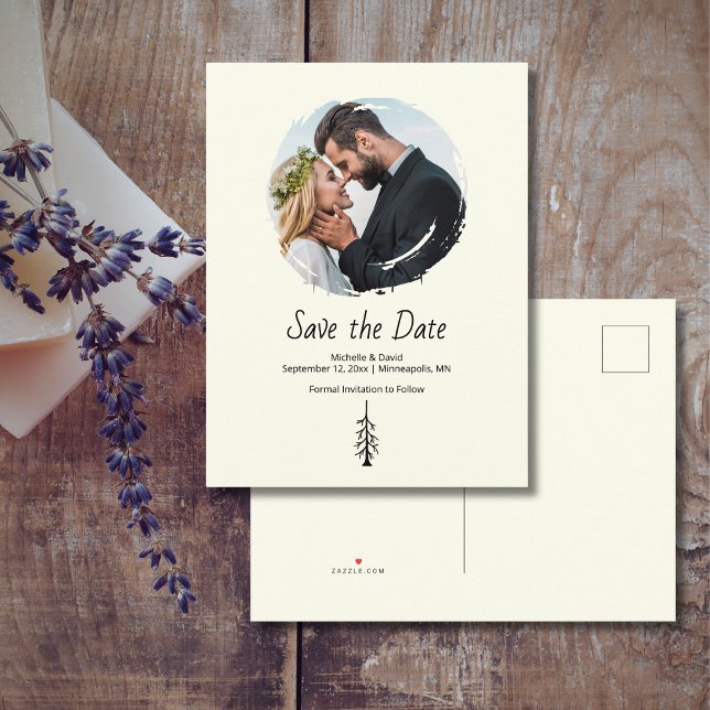 Postal De Anuncios Rustic Pine Tree Boho Ivory Wedding (Subido por el creador)