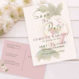 Postal De Anuncios Rustic Rubor Pink Peony Wedding Save the Date