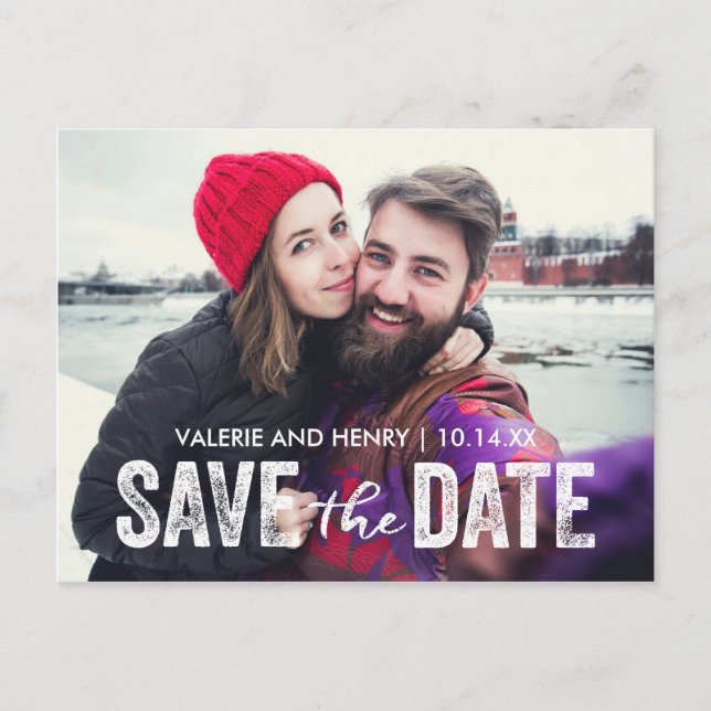 Postal De Anuncios Rustic Save The Date Full Bleed Photo (Anverso)