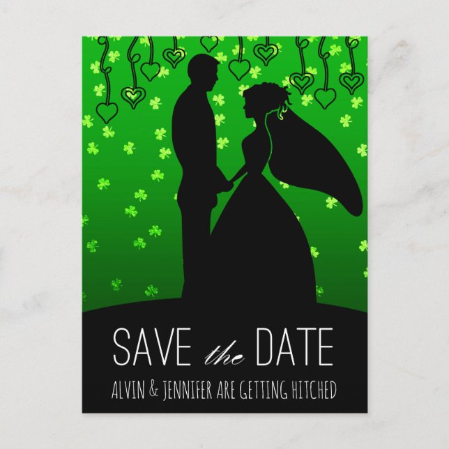 Postal De Anuncios Rustic Save the Date Irish Boda Clover (Anverso)