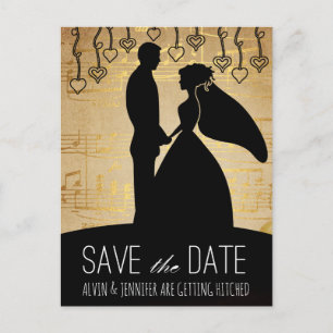 Postal De Anuncios Rustic Save the Date Pink Golden Song Music