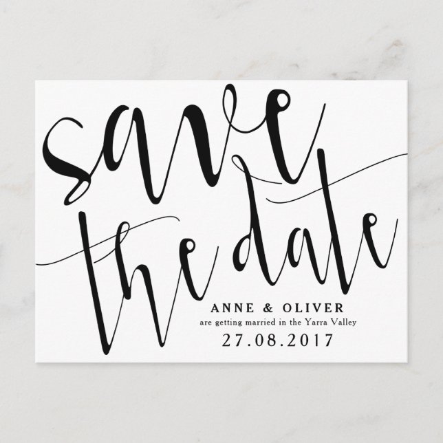 Postal De Anuncios Rustic Save the Date Postcard Black (Anverso)